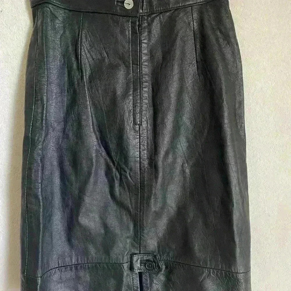 Vintage Compagnie Internationale Express Black Leather Pencil Skirt Work Size 5 - Picture 7 of 12